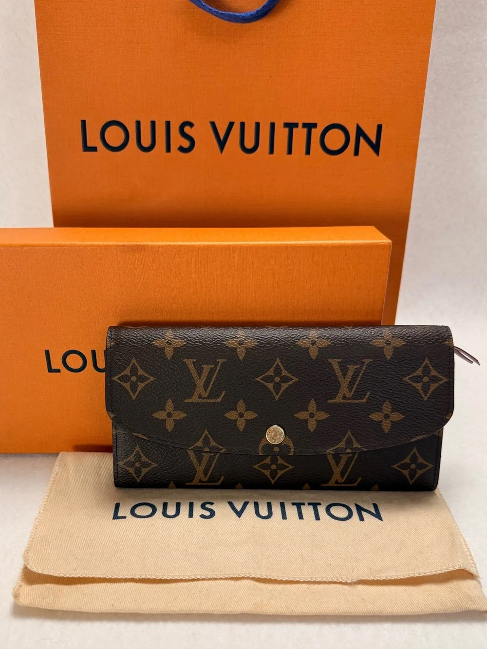 Louis Vuitton Emilie Wallet M60697 Monogram Fuchsia Full Set Receipt